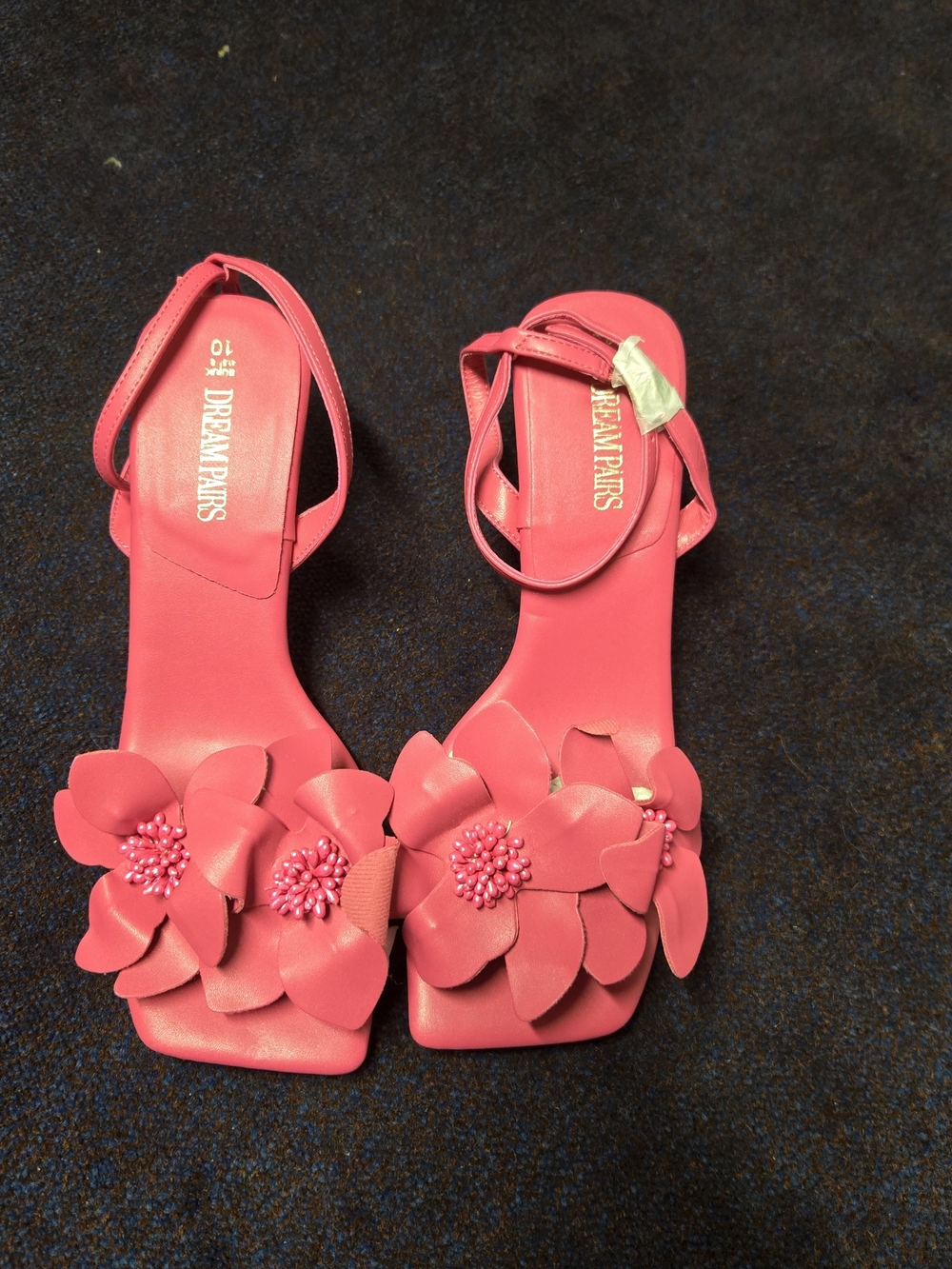 Dream Pairs Coral Pink Floral Ankle-Strap Sandals